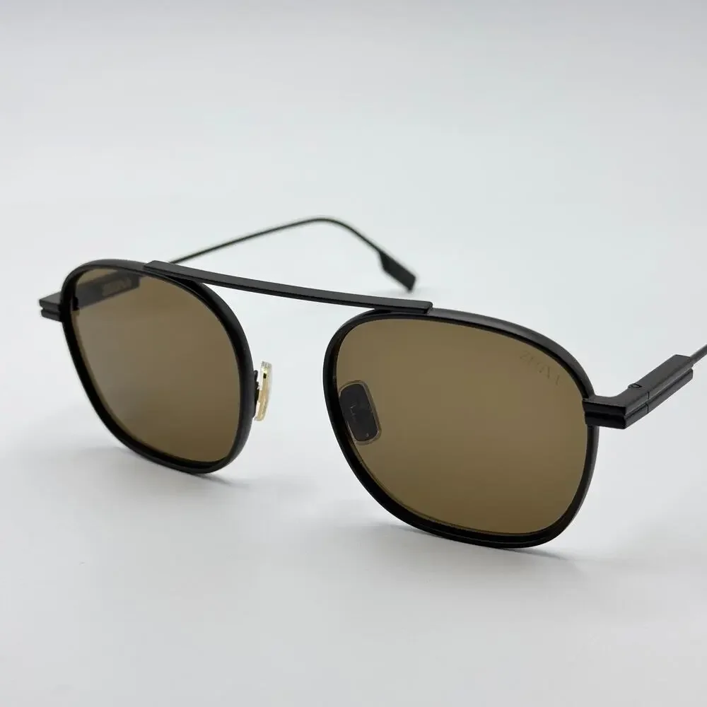 Ermenegildo Zegna Sunglasses EZ0290 49E Matte Dark Brown Frame Brown Lens 53mm